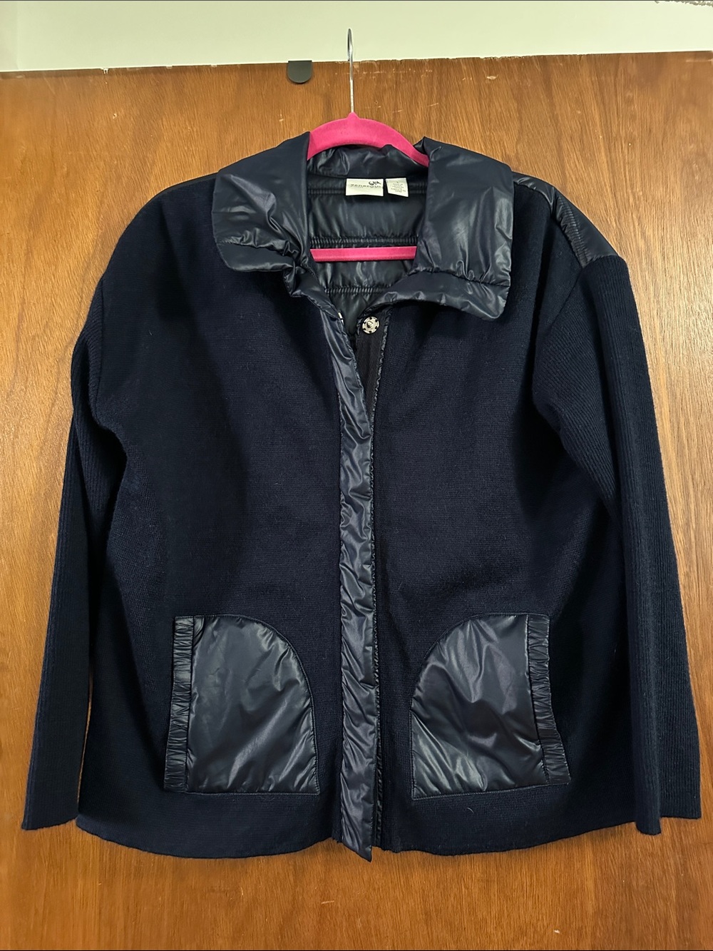 Zenergy by Chico's Quilted Navy Jacket Size 1